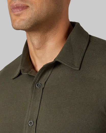 Men's Soft Stretch Knit Long Sleeve Button-Up